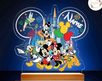 Personalized Mickey and Friends Disney Night Light, Custom Name