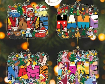 Personalized Mickey & Friends Disney Christmas Ornament, Winnie The Pooh Christmas Lights, Disney Cars Family Christmas Tree Decoration Gift