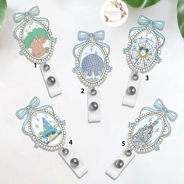 Coquette Bow Disney Parks Badge Reel, Disney Castle Girl Trip Retractable ID Badge Holder, Walt Disney World Disneyland Trip Gift for Her