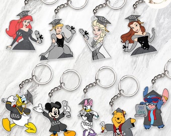 Personalized All Characters Disney Graduation Keychain, Mickey & Friends Pooh Stitch Disney Princess New Graduate Gift, Nursing Graduation