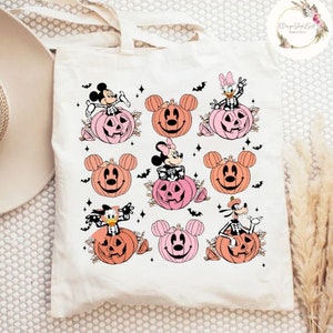 Mickey and Friends Skeleton Pumpkin Trick or Treat Disney Halloween Canvas Tote Bag, Mickey&#39;s Not So Scary Halloween Party 2024 Candy Bag