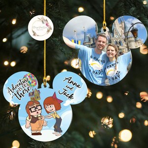 Personalized Disney Up House Carl Ellie Christmas Ornament, Adventure Is Out There His Ellie Her Carl Couples Family Christmas Tree Decor