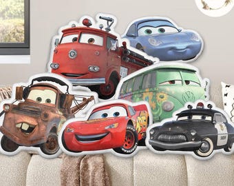 Custom Shape Disney Cars Pillow, Lightning McQueen Mater Doc Hudson Sally Carrera Plush Pillow Case, Cars Birthday Gift Home Sofa Decoration