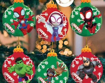 Personalized Disney Spidey and His Amazing Friends Christmas Ornament, Custom Kids Name Superhero Spiderman Birthday Boy Christmas Keepsake