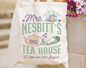 Disney Toy Story Buzz Lightyear Mrs Nesbitt’s Tea House Canvas Tote Bag, To Infini-tea And Beyond 1995 Disney Girl Trip Bag, Birthday Girl