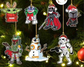 Personalized Star Wars Disney Christmas Ornament, Galaxy's Edge Family Christmas Tree Hanging Decor, Star Wars Baby 1st Christmas Gifts 2023