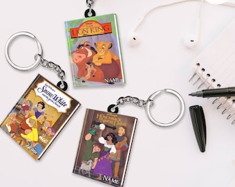 Personalized Disney Movie Book Keychain, Mickey and Friends, Disney Princess Girl Trip, WDW Disneyland Family Vacation 2024, Toy Story Gift