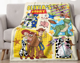 Personalized Disney Pixar Toy Story Blanket, Custom Name Baby Girl Boy Disney Blanket, Toy Story Birthday Gift, Birthday Boy, Birthday Girl