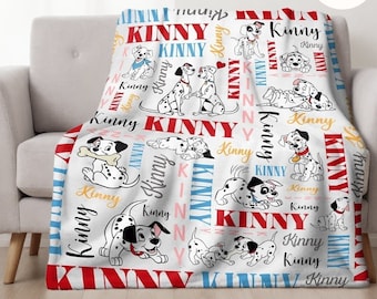 Personalized Disney Dogs One Hundred and One Dalmatians Blanket, Custom Name Dog Lovers Blanket, WDW Disneyland Dog Mom Dad Gift, Pet Animal