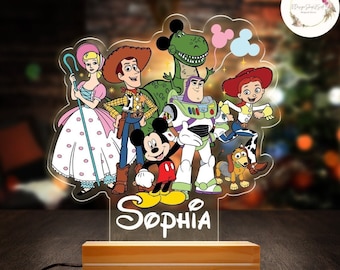 Personalized Disney Pixar Toy Story Night Light, Custom Name Mickey Mouse Baby Room Decor, Toy Story Birthday Gift, WDW Disneyland Friends