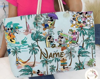 Personalized Mickey and Friends Disney Summer Weekender Bag, Disney Hawaiian Summer Bag, Disney Beach Trip Bag, Disney Cruise Bags