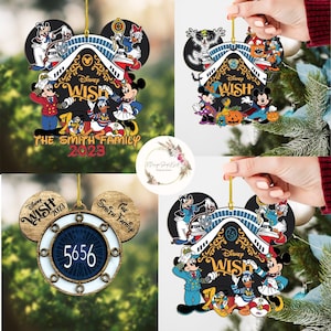 Personalized Disney Cruise Line Ornament 2023, Mickey and Friends Cruise Trip, 25th anniversary cruise ornament, Stateroom door number cabin image 1
