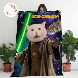 Custom Face Photo & Name Disney Star Wars Blanket, Birthday Boy Girl Pet Baby Blanket, Family Christmas Gift for Kid, Star Wars Birthday
