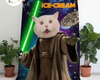 Custom Face Photo & Name Disney Star Wars Blanket, Birthday Boy Girl Pet Baby Blanket, Family Christmas Gift for Kid, Star Wars Birthday