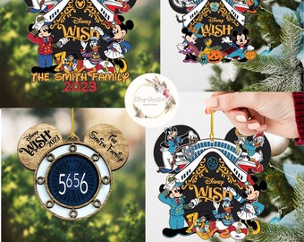 Personalized Disney Cruise Line Ornament 2023, Mickey and Friends Cruise Trip, 25th anniversary cruise ornament, Stateroom door number cabin