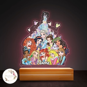 Personalized Disney Princess Castle Night Light, Custom Name Baby Girl Room Decor, Disney Princess Birthday Gift for Her, Disneyland Lamp