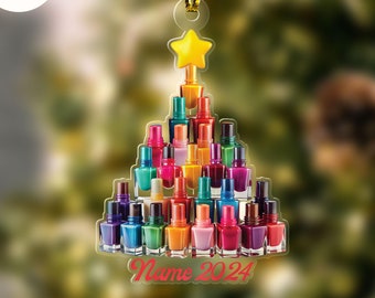 Personalized Nail Artist Christmas Ornament, Nail Salon Christmas Tree Decor, Xma Nail Tech gift, Christmas Gift for Nail Artist, Merry Xmas