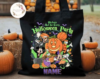 Personalized Mickey's Not So Scary Halloween Party Tote Bags, Mickey and Friends Disney Halloween Bag,  Disney Spooky Season Trick or Treat