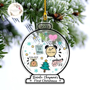 Personalized Baby&#39;s First Christmas Ornament, Custom New Baby Gift,Christmas Tree Ornaments, Babies 1st Christmas, New Baby Keepsake