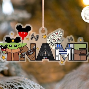 Personalized Disney Star Wars Christmas Ornament with Name, Galaxy's Edge Family Christmas Tree Decoration, Custom Name Christmas Gifts 2023