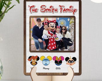 Custom Photo & Name Disney Family Wooden Sign Plaque, Walt Disney World Disneyland Family Vacation 2025, Mickey Toy Story Disney Princess
