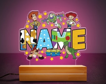 Custom Name Disney Pixar Toy Story Night Light, Family Toy Story Room Decor, Toy Story Birthday Gift for Kids, WDW Disneyland Friend Gifts