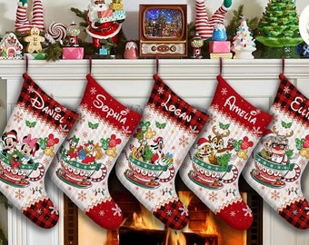 Personalized Disney Couple Tea Cup Christmas Stockings With Name, Mickey and Friends Christmas Balloons, Disney Family Christmas Gifts 2023