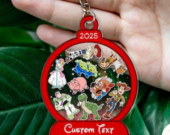 Personalized Disney Toy Story Shaker Keychain, Buzz Lightyear Woody Jessie Bo Peep Keychains, WDW Disneyland Toy Story Family Christmas Gift