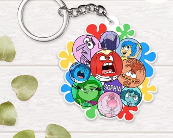 Personalized Disney Inside Out Keychain, Inside Out 2 Movie Emotions Birthday Gift, WDW Disneyland Family Vacation 2024, Joy Anxiety Envy