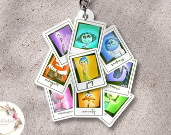 Personalized Disney Inside Out Keychain, Inside Out 2 Movie Characters Birthday Gift, WDW Disneyland Family Vacation 2024, Joy Anxiety Envy