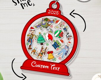 Personalized Disney Toy Story Christmas Shaker Keychain, Buzz Lightyear Woody Jessie Bo Peep Keychain, WDW Disneyland Toy Story Family Gifts