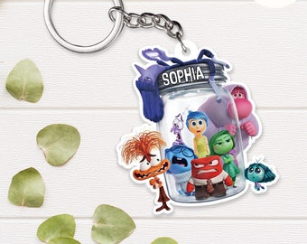 Personalized Disney Inside Out Keychain, Inside Out 2 Movie Characters Birthday, WDW Disneyland Family Vacation 2024, Joy Anxiety Sadness