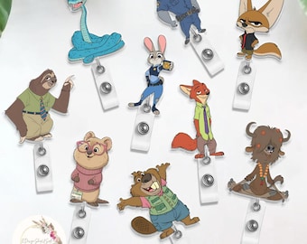Carrete de insignias de Disney Zootopia, película Zootopia 2, porta credencial retráctil de Judy Hopps, Nick Wilde y Gary De'Snake, para cumpleaños de Zootopia para niño o niña.