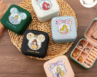 Personalized Coquette Bow Disney Princess Jewelry Box, Princess