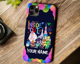 Personalized Disney Inside Out Phone Case, Inside Out 2 Movie 2024 Birthday Girl Gift, Disney Castle Emotions Birthday Boy Case, Joy Anxiety