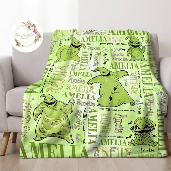 Personalized The Nightmare Before Christmas Disney Oogie Boogie Blanket, Custom Name Halloween Blanket, WDW Disneyland Oogie Boogie Birthday