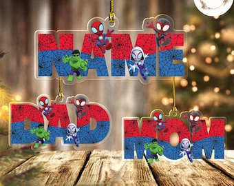 Personalized Disney Spidey and His Amazing Friends Christmas Ornament, Custom Name Superhero Spiderman Birthday Christmas Keepsake Ornament
