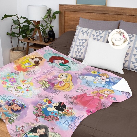 Personalized Watercolor Disney Princess Blanket, Custom Name Baby Girl  Blanket, Disney Princess Birthday Girl Gift, WDW Disneyland Girl Trip
