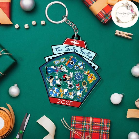 Personalized Disney Cruise Shaker Keychain, Mickey & Friends