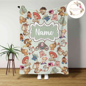 Personalized Disney Toy Story Blanket, Custom Name Disney Blanket, Woody Buzz Lightyear Jessie Toy Story Blanket, Gift for Boy or Girl