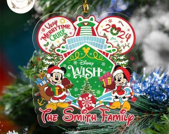 Personalized Very Merrytime Cruise Ornaments, Mickey and Friends Disney Christmas Cruise Ornament, Disney Family Christmas Tree Ornament