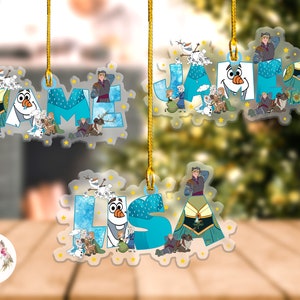 Adorno de Navidad congelado personalizado, Adorno de Navidad de Elsa, Adorno de Elsa Anna Olaf, Decoración del árbol de Navidad de Disney, Regalo de recuerdo congelado para niños