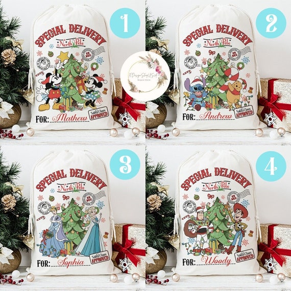 Personalized Disney Couple Special Delivery For Christmas Sack, Mickey  Minnie Santa Sack Keepsake 2023, Disney Princess Christmas Gifts Bag