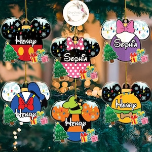 Personalized Mickey and Friends Disney Christmas Ornament, Disney Family Christmas Tree Decoration Gifts, Custom Name Ornament Gift For Kids