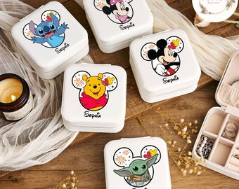Personalized All Characters Disney Jewelry Box, Mickey and Friends Stitch Pooh Star Wars Accessory Box, Disney Princess Birthday Girl Gifts