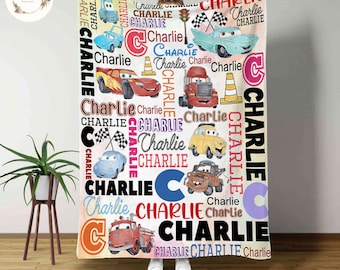 Personalized Disney Cars Blanket, Custom Name Cars Movies Blanket, Cars Movie Characters Blanket, Cars Birthday Gift, Lightning McQueen