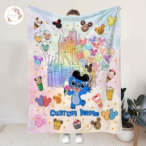 Personalized Stitch Blanket, Disney Blanket, Custom Name Blanket, Custom Stitch Blanket, Disney Trip Blanket, Birthday Boy Girl Gift
