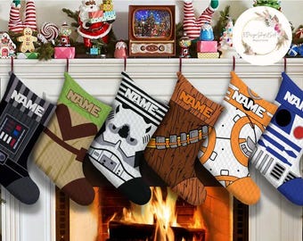 Personalized Disney Star Wars Christmas Stockings With Name, Galaxy's Edge Star Wars Characters Family Stockings Home Decor, Merry Sithmas