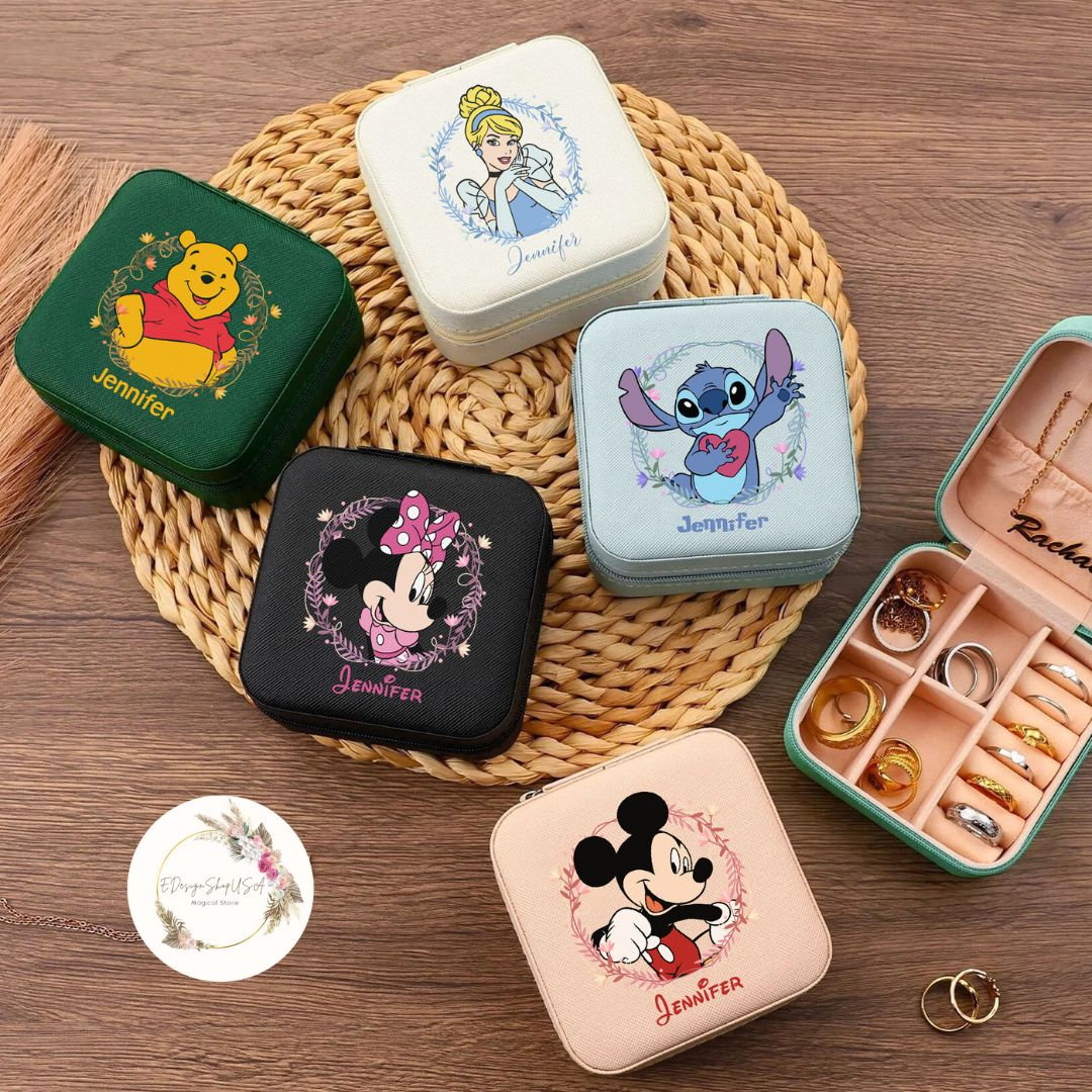 Personalized Floral All Characters Disney Jewelry Box, Mickey
