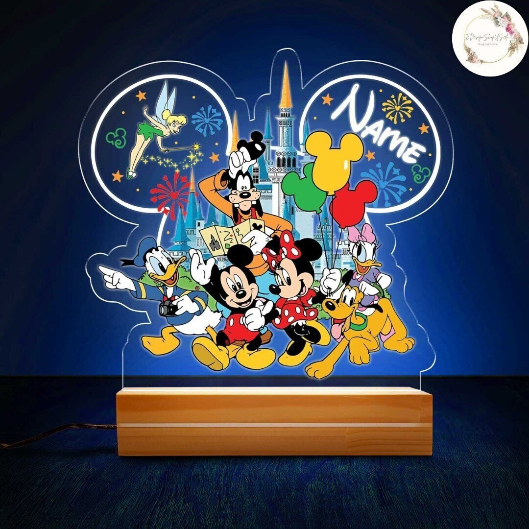 Personalized Mickey and Friends Disney Night Light, Custom Name